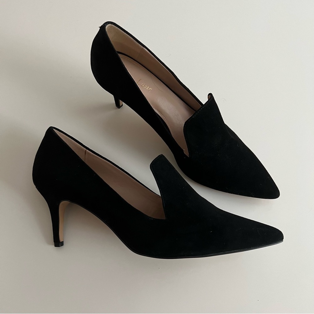 Essex Lane Black Suede Kitten Heels